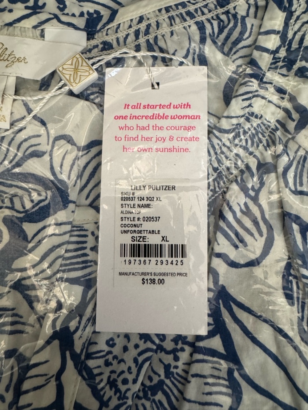 NWT Lilly Pulitzer XL Aldina Button Down Top “Coconut Unforgettable”✨Retail💲138 - Picture 9 of 10